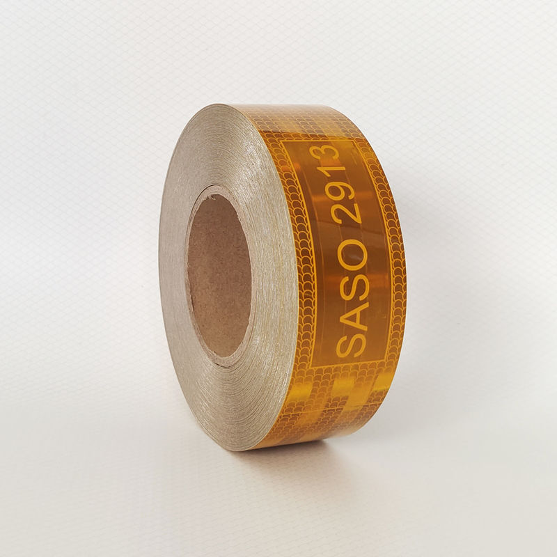 Αραβική αγορά Σαουδικής Αραβίας Custom Pet Metalized 50mm εμφανής Hi Vis Κίτρινο Saso 2913 Αντανάκλαση ταινία για οχήματα Φορτηγά Ασφάλεια