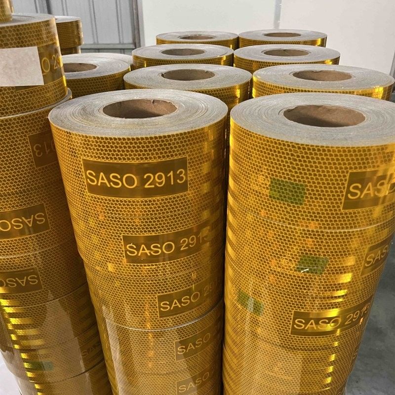 LU SASO 2913 Σαουδική Αραβία Ρετρό Αντανακλαστικό Ετικέτα 5cm 7.5 cm 10 cm Κίτρινη Μεταλλωμένη Ακρυλική Αντανακλαστική Ταινία για την Οδική Ασφάλεια
